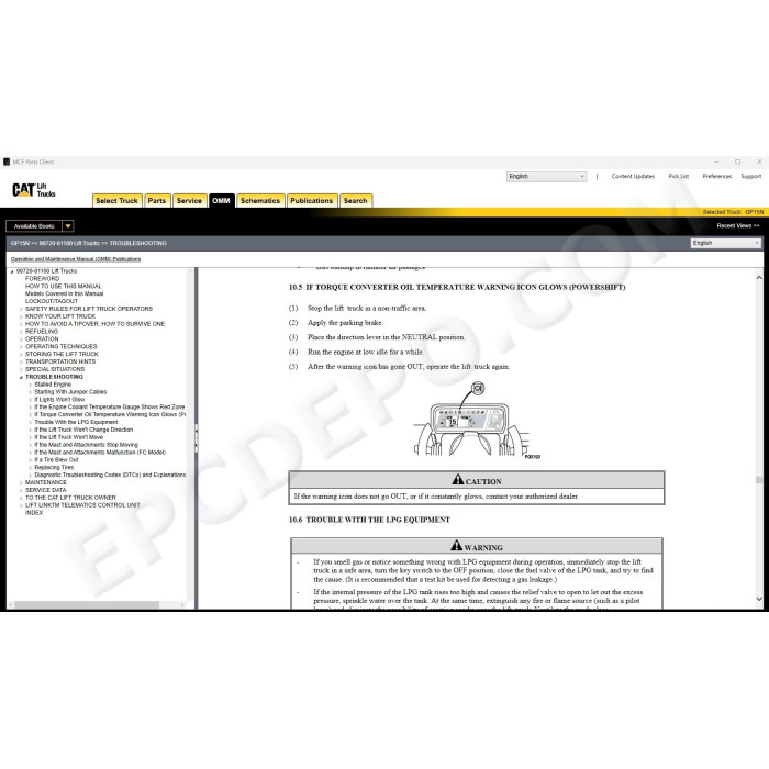 Caterpillar Forklift MCFA EPC spare parts catalog + service & repair 2025