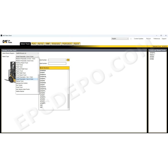 Caterpillar Forklift MCFA EPC spare parts catalog + service & repair 2025