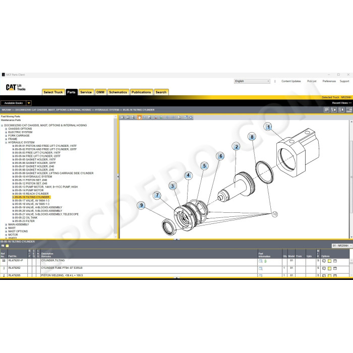 Caterpillar Forklift MCFA EPC spare parts catalog 2025