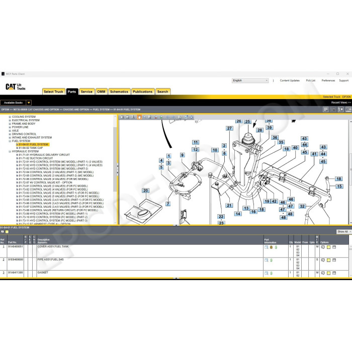 Caterpillar Forklift MCFA EPC spare parts catalog 2025
