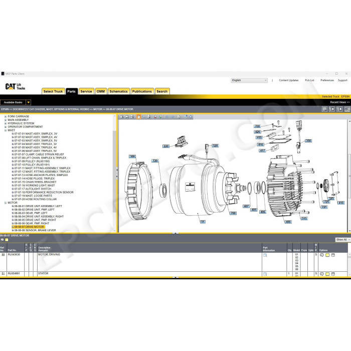 Caterpillar Forklift MCFA EPC spare parts catalog 2025