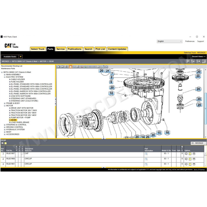 Caterpillar Forklift MCFE EPC spare parts catalog 2023