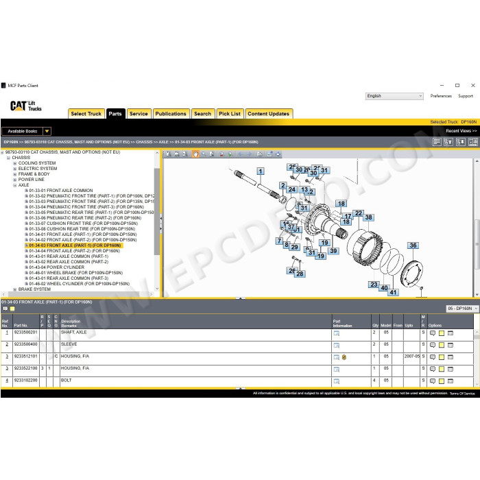 Caterpillar Forklift MCFE EPC spare parts catalog 2023