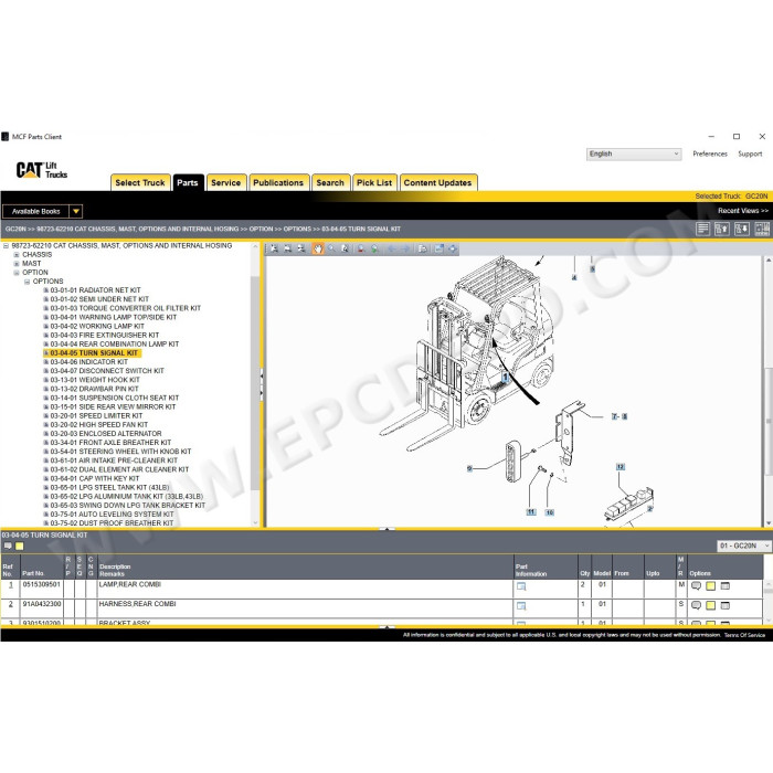 Caterpillar Forklift MCFE EPC spare parts catalog 2023