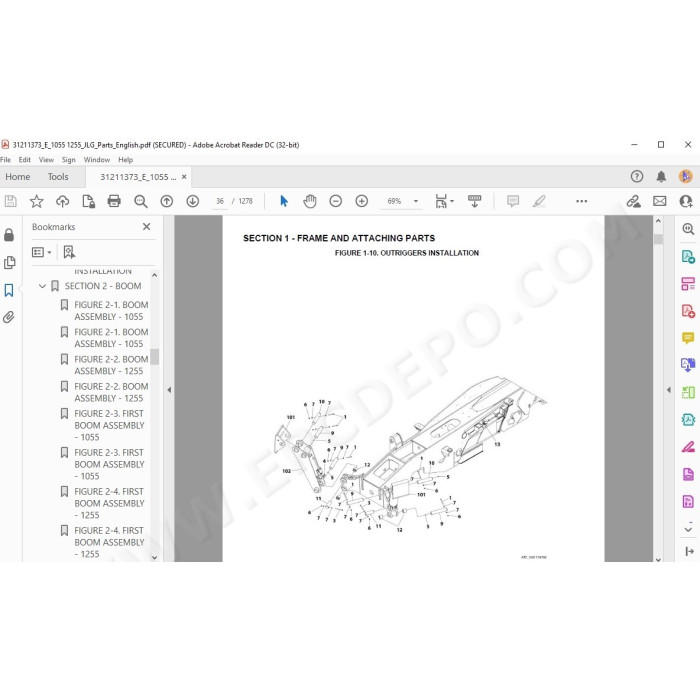 JLG Telehandler 1055 spare parts manual