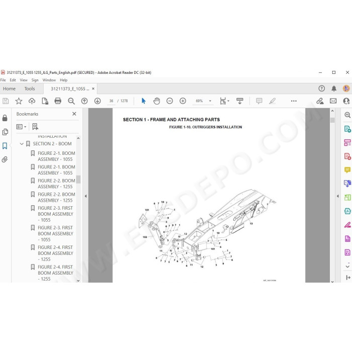 JLG Telehandler 1055 spare parts manual