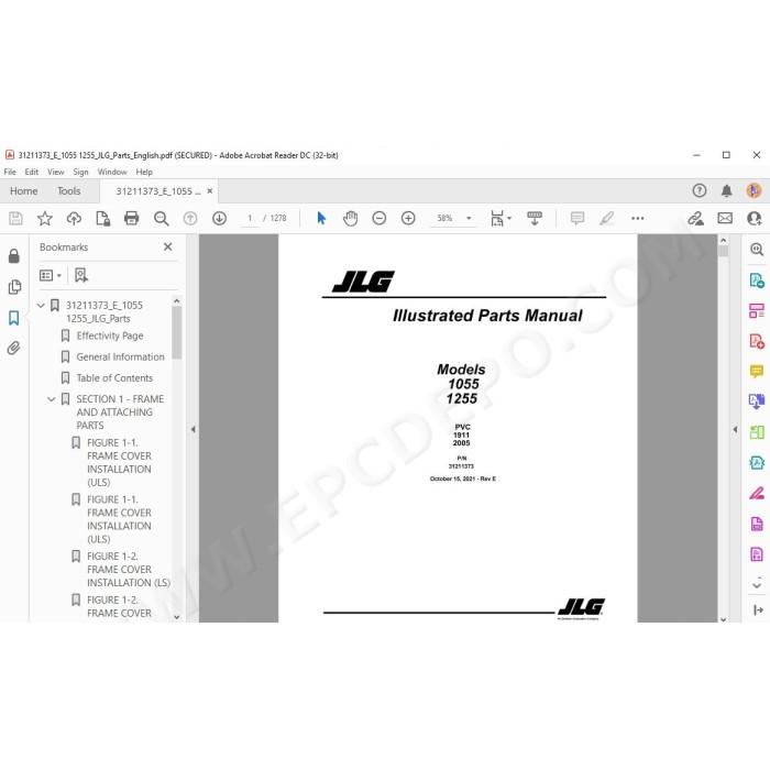 JLG Telehandler 1255 spare parts manual