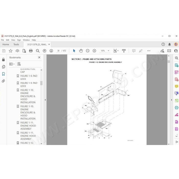 JLG Telehandler 1644 spare parts manual