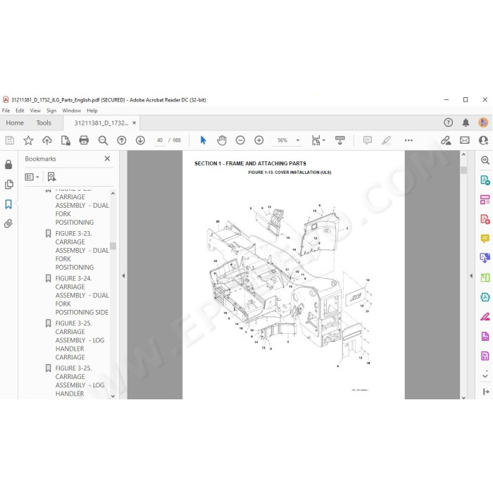 JLG Telehandler 1732 spare parts manual