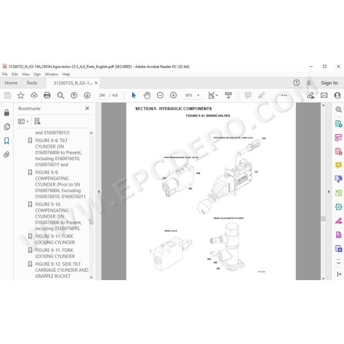 JLG Telehandler 2505 2505H spare parts manual