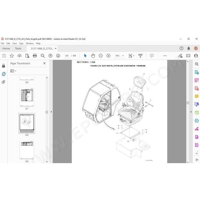 JLG Telehandler 2733 spare parts manual