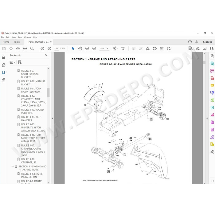 JLG Telehandler L2906H spare parts manual