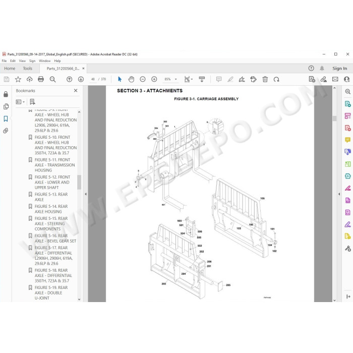 JLG Telehandler L2906H spare parts manual