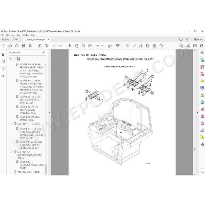 JLG Telehandler L2906H spare parts manual