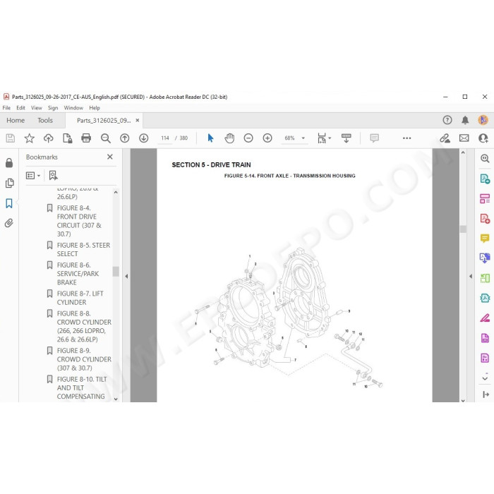 JLG Telehandler 307 spare parts manual