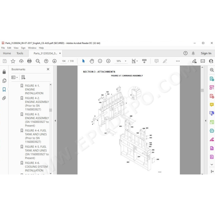JLG Telehandler 3508 3508PS spare parts manual