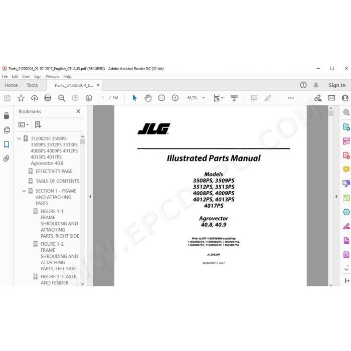 JLG Telehandler 3512 3512PS spare parts manual