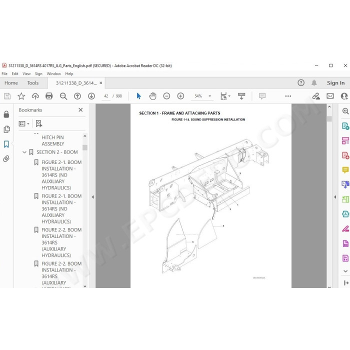JLG Telehandler 3614RS spare parts manual