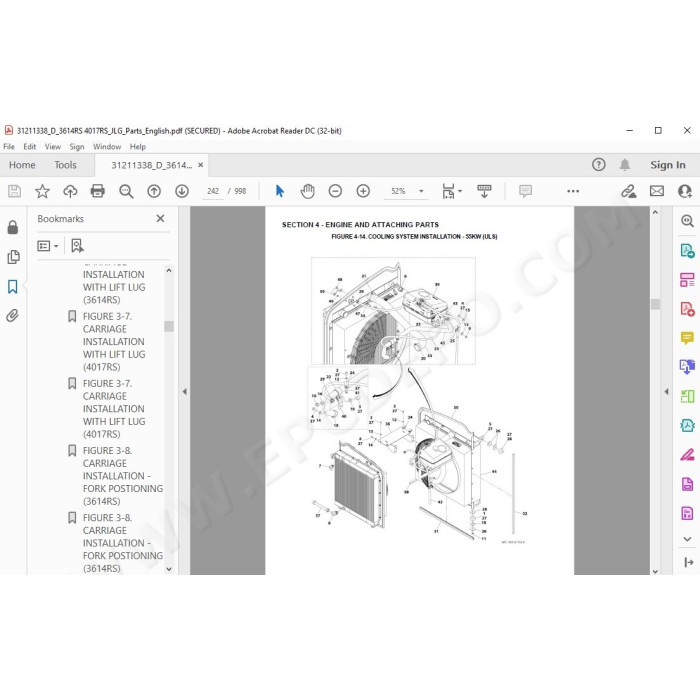 JLG Telehandler 3614RS spare parts manual