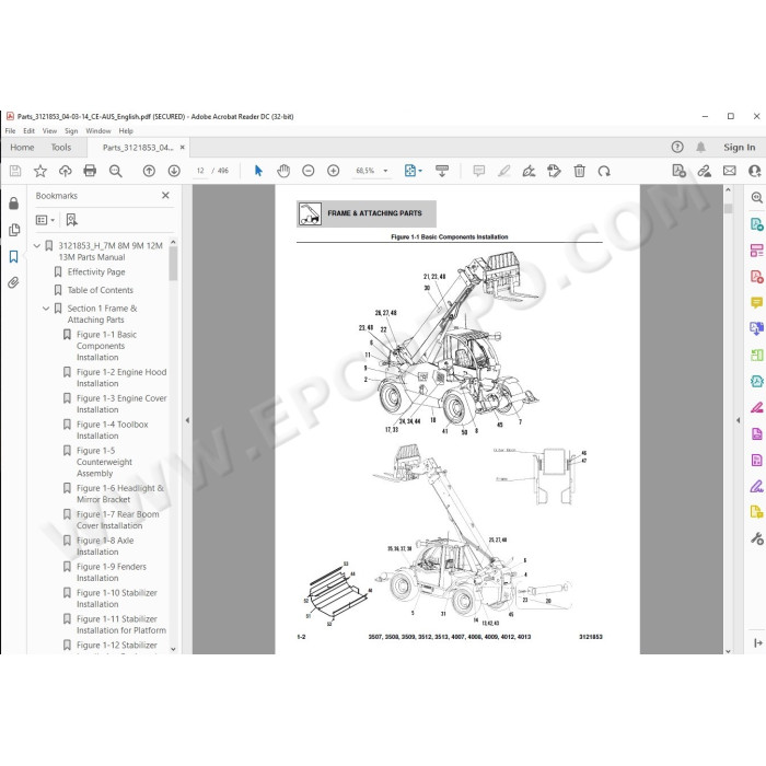 JLG Telehandler 4007 spare parts manual