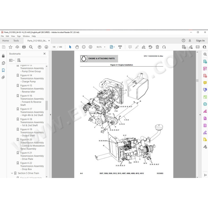 JLG Telehandler 4007 spare parts manual