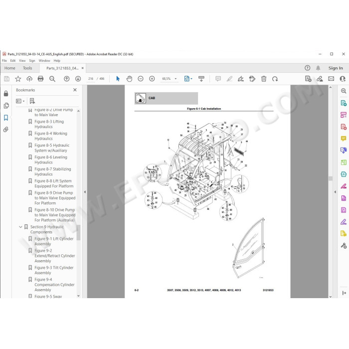 JLG Telehandler 4007 spare parts manual
