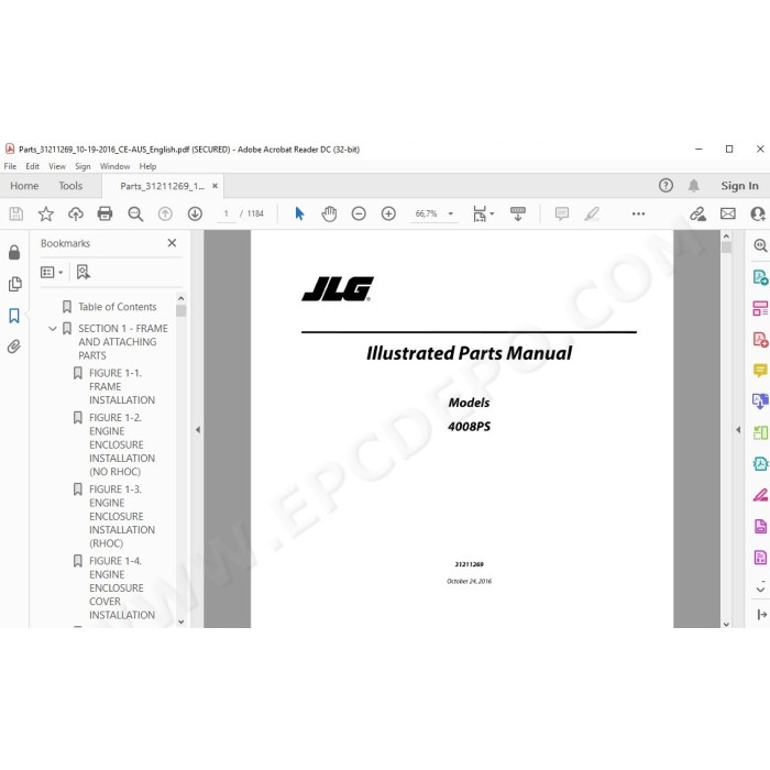 JLG Telehandler 4008 4008PS spare parts manual