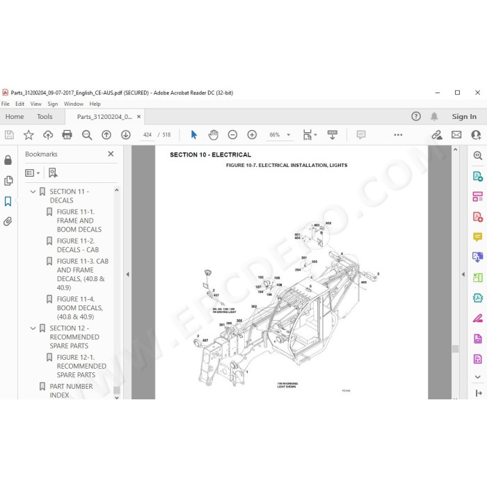 JLG Telehandler 4017PS spare parts manual