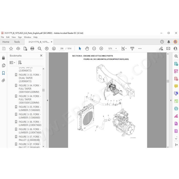 JLG Telehandler 4523 spare parts manual