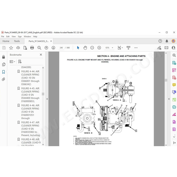 JLG Telehandler 534D-10 spare parts manual