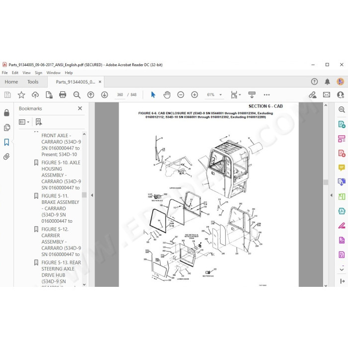 JLG Telehandler 534D-10 spare parts manual