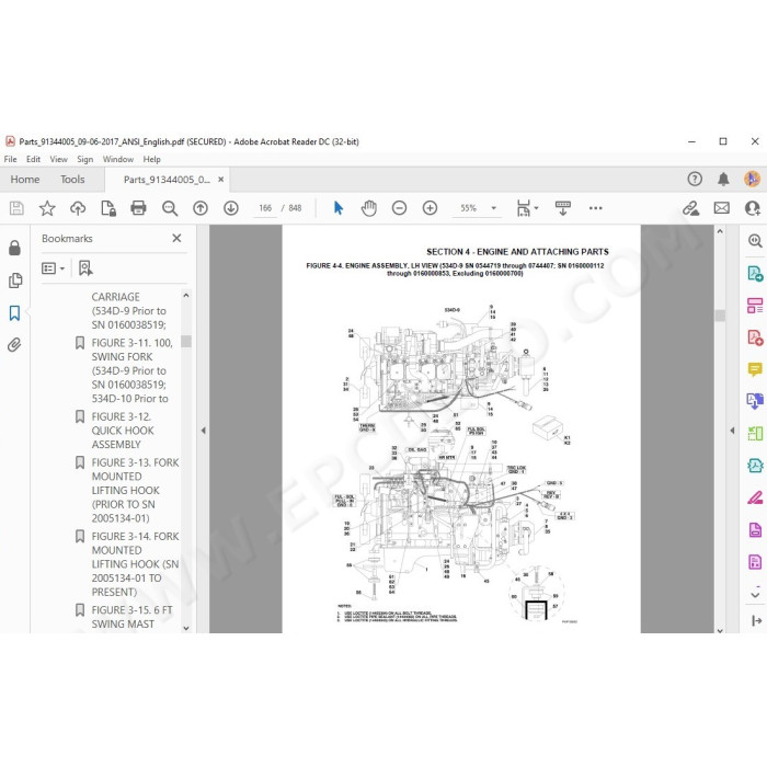 JLG Telehandler 534D-9 spare parts manual