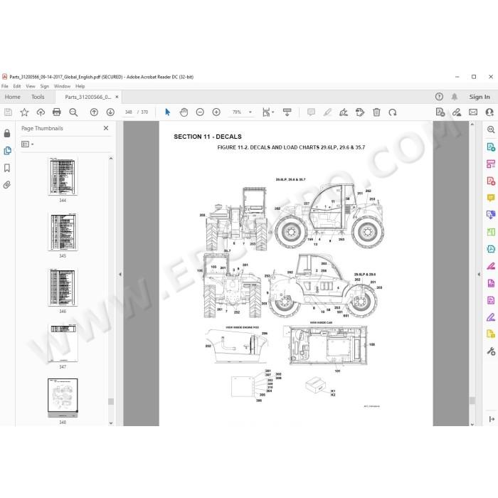 JLG Telehandler 619A spare parts manual