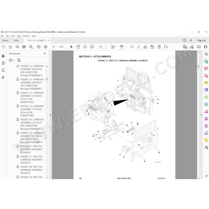 JLG Telehandler 642 spare parts manual
