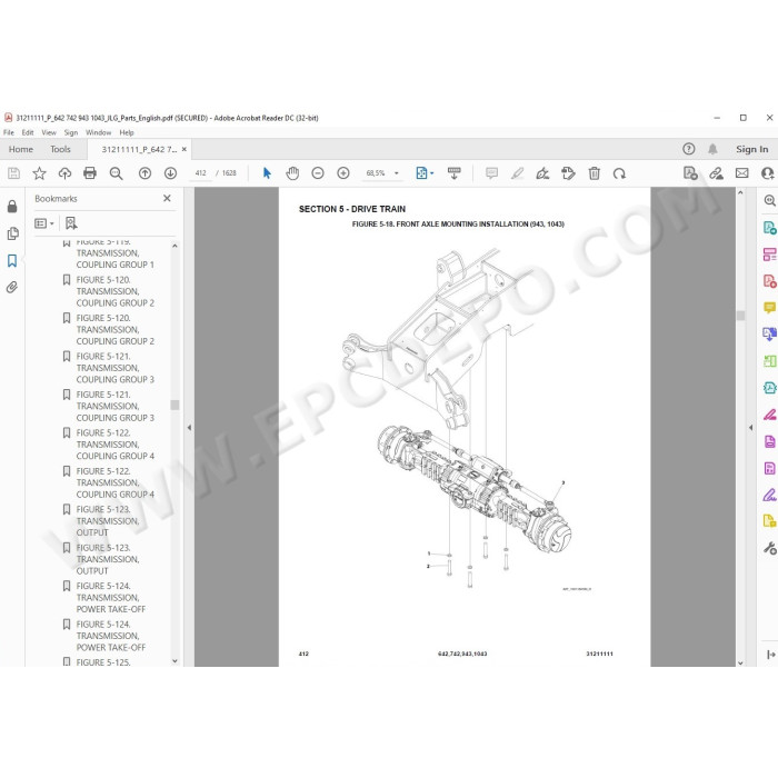JLG Telehandler 642 spare parts manual
