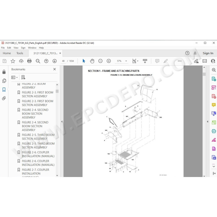 JLG Telehandler 7013H spare parts manual