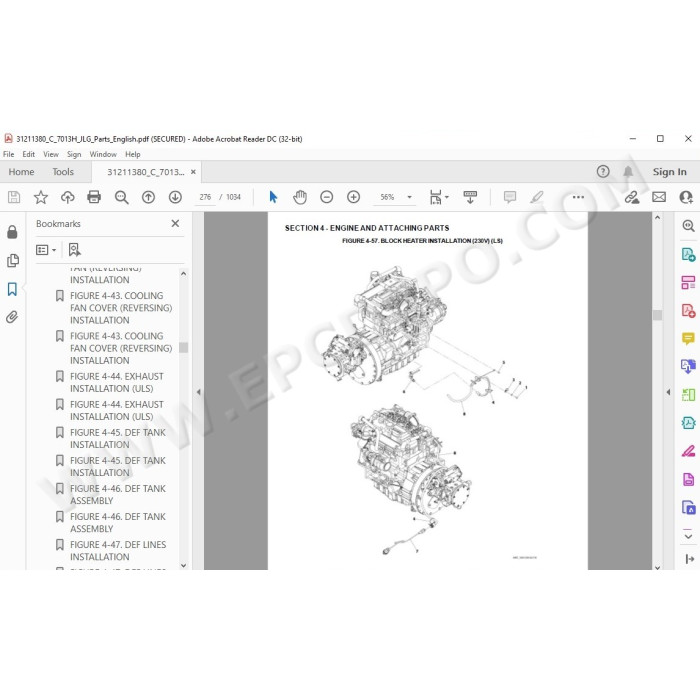 JLG Telehandler 7013H spare parts manual