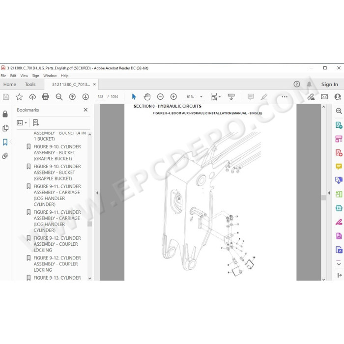 JLG Telehandler 7013H spare parts manual