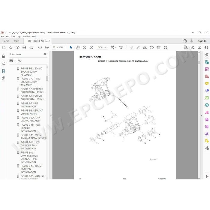 JLG Telehandler 742 spare parts manual