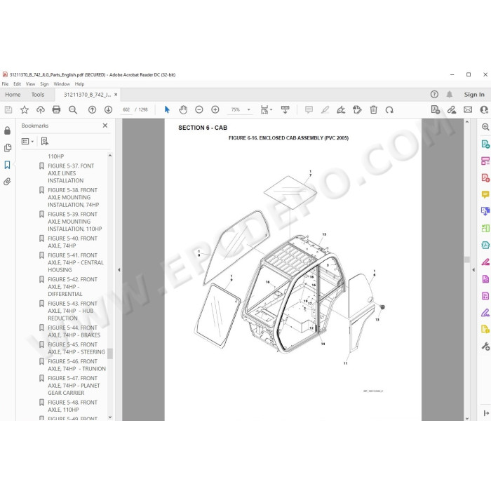 JLG Telehandler 742 spare parts manual