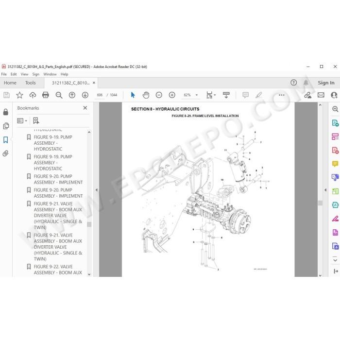 JLG Telehandler 8010H spare parts manual