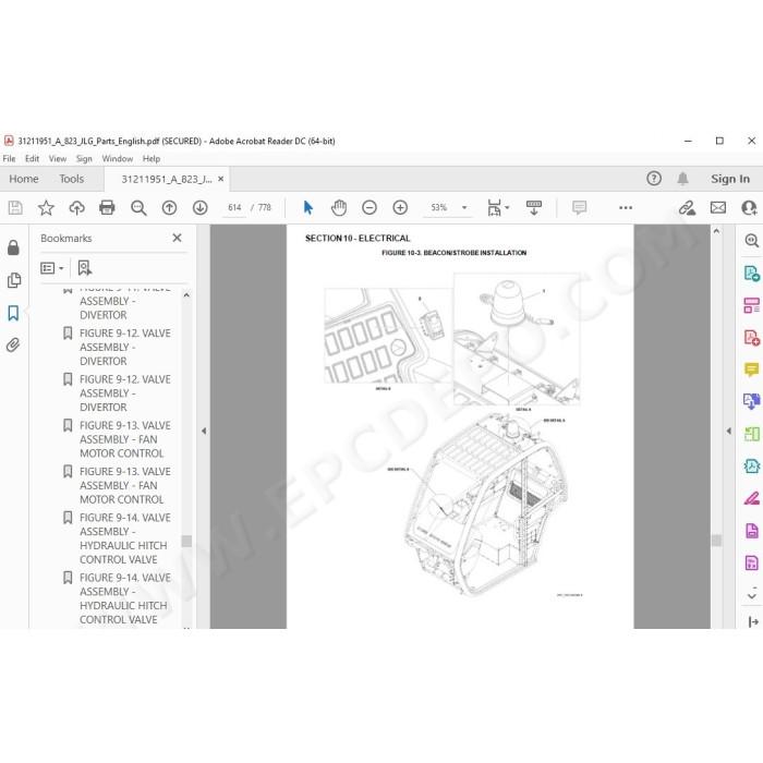 JLG Telehandler 823 spare parts manual