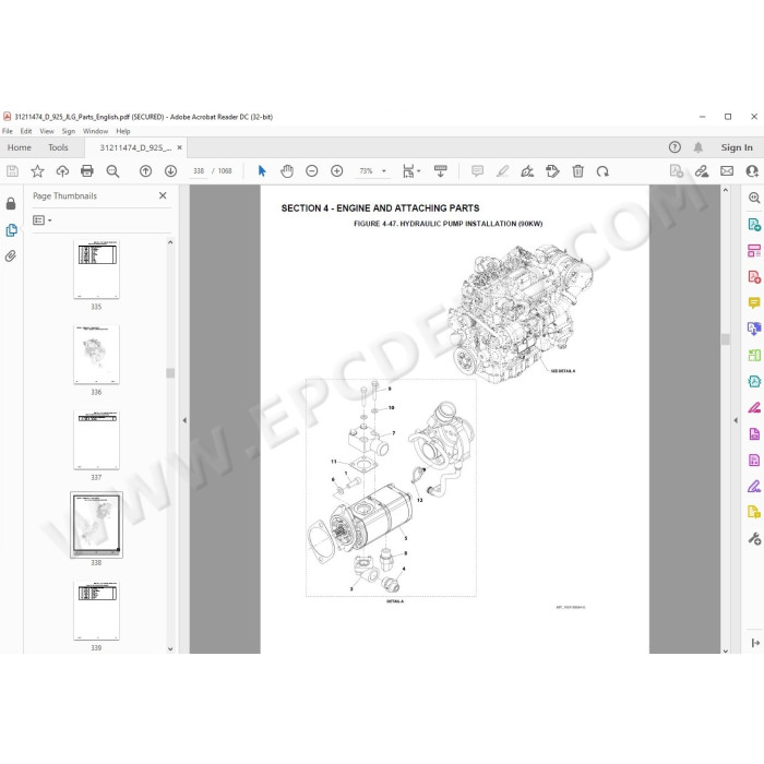 JLG Telehandler 925 spare parts manual