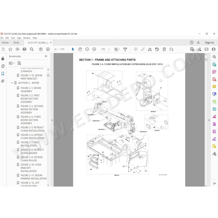 JLG Telehandler 943 spare parts manual