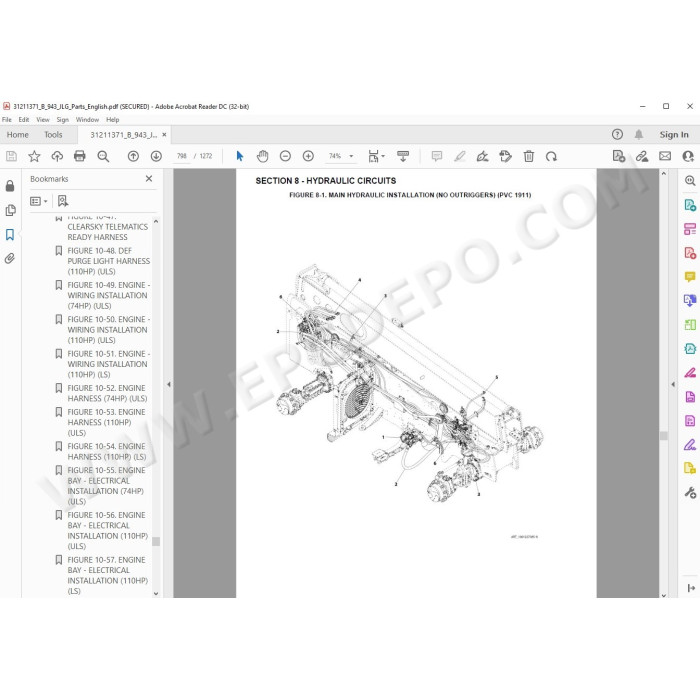 JLG Telehandler 943 spare parts manual