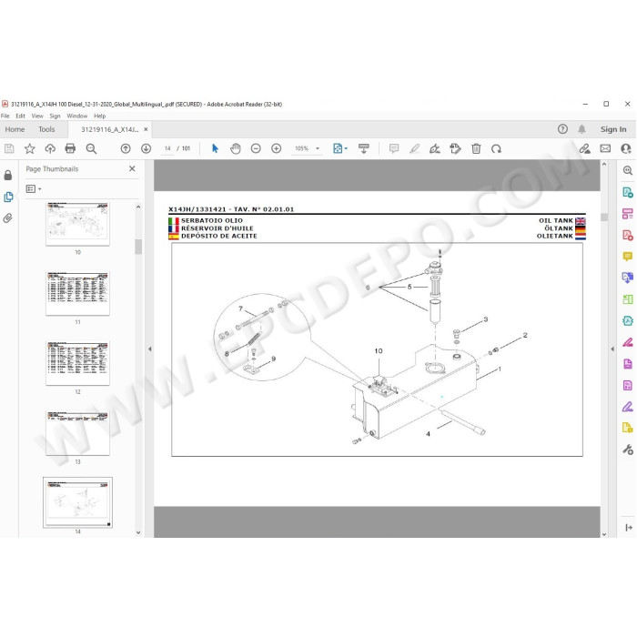 JLG Compact Crawler Boom X14JH spare parts manual