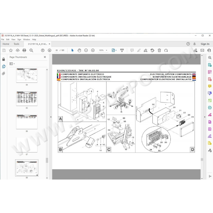 JLG Compact Crawler Boom X14JH spare parts manual