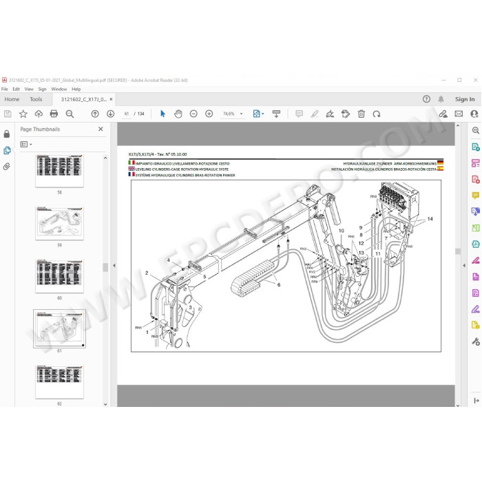 JLG Compact Crawler Boom X17J spare parts manual