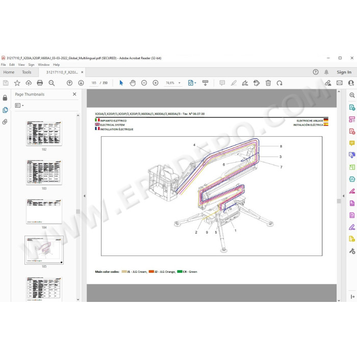 JLG Compact Crawler Boom X20JP spare parts manual
