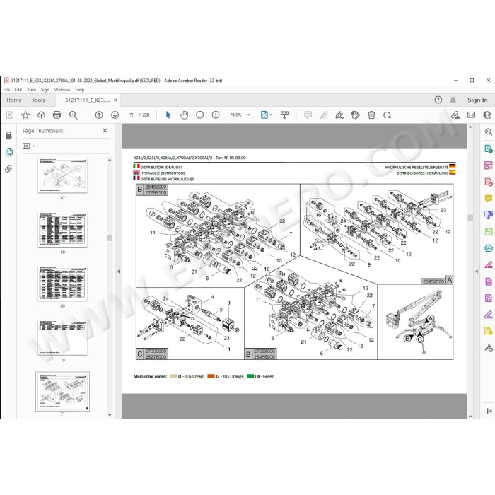 JLG Compact Crawler Boom X23J spare parts manual
